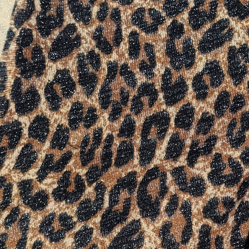 Cache Metallic Leopard Print 3/4 Sleeve Cardigan … - image 3